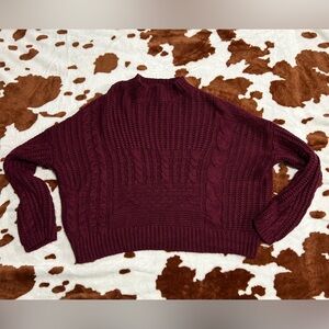 Burgundy Cable Knit Sweater